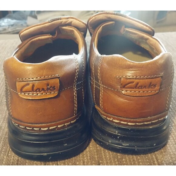 Clarks Mens Leather Slip-On Loafers Brown Casual Dress Shoes Size 12M - Picture 4 of 8